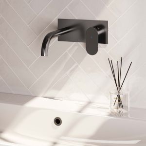 Brauer Edition 5-GM-004-B3 Unterputz-Waschtischbatterie mit gebogenem Auslauf und Abdeckplatte Modell C1 Rotguss gebürstet PVD