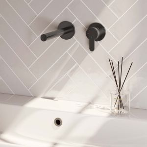 Brauer Edition 5-GM-004-S4-65 Unterputz-Waschtischbatterie mit geradem Auslauf und Abdeckplatten Modell D1 gunmetal gebürstet PVD