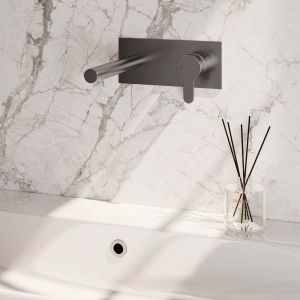 Brauer Edition 5-NG-004-S4 Unterputz-Waschtischbatterie mit geradem Auslauf und Abdeckplatte Modell D1 Edelstahl gebürstet PVD