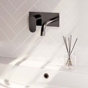 Brauer Edition 5-GM-083-B3 Unterputz-Waschtischbatterie mit geschwungenem Auslauf und Abdeckplatte Modell C2 gunmetal gebürstet PVD