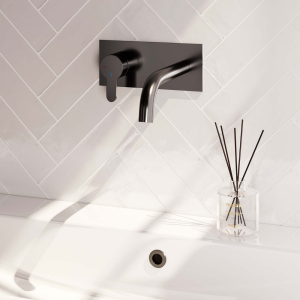 Brauer Edition 5-GM-083-B4 Unterputz-Waschtischbatterie mit geschwungenem Auslauf und Abdeckplatte Modell D2 Rotguss gebürstet PVD