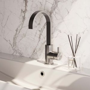 Brauer Edition 5-NG-003-S2 high surface-mounted basin mixer with swivel flat spout model B stainless steel brushed PVD
