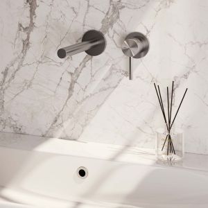 Brauer Edition 5-NG-004-S2-65 Unterputz-Waschtischbatterie mit geradem Auslauf und Abdeckplatten Modell A1 Edelstahl gebürstet PVD