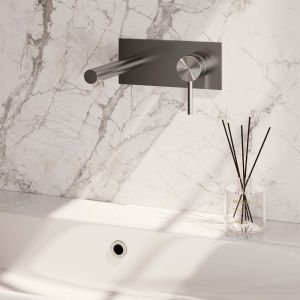 Brauer Edition 5-NG-004-S2 Unterputz-Waschtischbatterie mit geradem Auslauf und Abdeckplatte Modell A1 Edelstahl gebürstet PVD