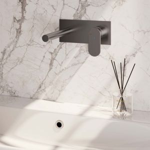 Brauer Edition 5-NG-004-S3 Unterputz-Waschtischbatterie mit geradem Auslauf und Abdeckplatte Modell C1 Edelstahl gebürstet PVD