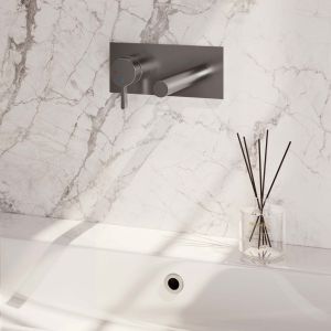 Brauer Edition 5-NG-083-S1 Unterputz-Waschtischbatterie mit geradem Auslauf und Abdeckplatte Modell E2 Edelstahl gebürstet PVD