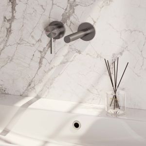 Brauer Edition 5-NG-083-S2-65 Unterputz-Waschtischmischer mit geradem Auslauf und Abdeckplatten Modell A2 Edelstahl gebürstet PVD