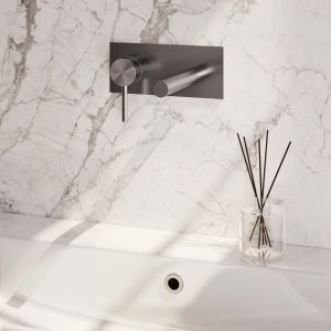 Brauer Edition 5-NG-083-S2 Unterputz-Waschtischbatterie mit geradem Auslauf und Abdeckplatte Modell A2 Edelstahl gebürstet PVD