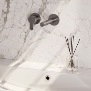 Brauer Edition 5-NG-083-S4-65 Unterputz-Waschtischbatterie mit geradem Auslauf und Abdeckplatten Modell D2 Edelstahl gebürstet PVD