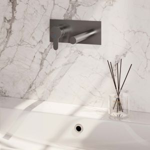 Brauer Edition 5-NG-083-S4 Unterputz-Waschtischbatterie mit geradem Auslauf und Abdeckplatte Modell D2 Edelstahl gebürstet PVD