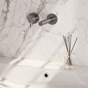 Brauer Edition 5-NG-083-S5-65 Unterputz-Waschtischbatterie mit geradem Auslauf und Abdeckplatten Modell B2 Edelstahl gebürstet PVD