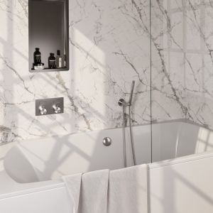 Brauer Edition 5-NG-208 thermostatisch flächenbündig Badewannenarmatur mit Drucktasten SET 03 Edelstahl gebürstet PVD