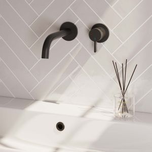 Brauer Edition 5-S-004-B1-65 Unterputz-Waschtischbatterie mit geschwungenem Auslauf und Abdeckplatten Modell E1 mattschwarz