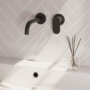 Brauer Edition 5-S-004-B3-65 Unterputz-Waschtischbatterie mit gebogenem Auslauf und Abdeckplatten Modell C1 mattschwarz