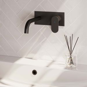 Brauer Edition 5-S-004-B3 Unterputz-Waschtischbatterie mit gebogenem Auslauf und Abdeckplatte Modell C1 mattschwarz