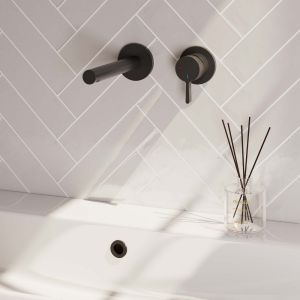 Brauer Edition 5-S-004-S1-65 Unterputz-Waschtischbatterie mit geradem Auslauf und Abdeckplatten Modell E1 mattschwarz