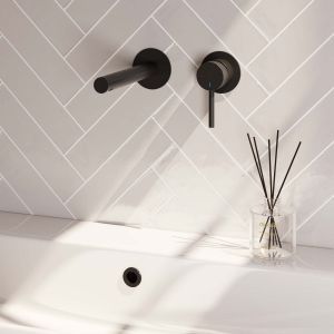 Brauer Abdeckplatten Edition 5-S-004-S2-65 Unterputz-Waschtischbatterie mit geradem Auslauf und Modell A1 mattschwarz