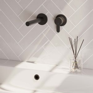 Brauer Edition 5-S-004-S4-65 Unterputz-Waschtischbatterie mit geradem Auslauf und Abdeckplatten Modell D1 mattschwarz