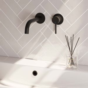 Brauer Edition 5-S-004 Unterputz-Waschtischbatterie mit geschwungenem Auslauf und Abdeckplatten Modell A1 mattschwarz