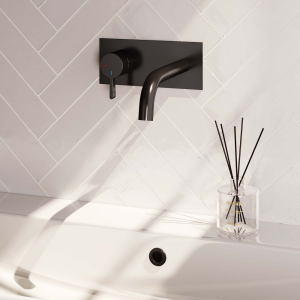 Brauer Edition 5-S-083-B1 Unterputz-Waschtischbatterie mit geschwungenem Auslauf und Abdeckplatte Modell E2 mattschwarz