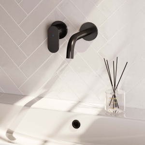 Brauer Edition 5-S-083-B3-65 Unterputz-Waschtischbatterie mit geschwungenem Auslauf und Abdeckplatten Modell C2 mattschwarz