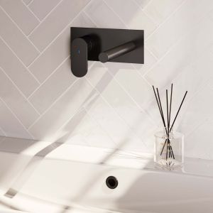 Brauer Edition 5-S-083-S3 Unterputz-Waschtischbatterie mit geradem Auslauf und Abdeckplatte Modell C2 mattschwarz