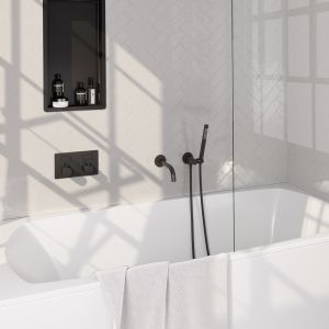 Brauer Edition 5-S-210 thermostatic concealed bath mixer with push buttons SET 03 matte black