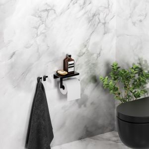 Clou Falten CL090402921 Toilettenpapierhalter mit Abdeckung mattschwarz