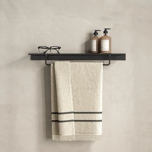 Geesa Leev 918207-06-600 shelf 60 cm with towel rack 40 cm black