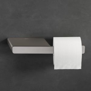 Geesa Shift Edelstahl gebürstet 919924-05 Toilettenpapierhalter ohne Klappe mit Ablag Edelstahl gebürstet