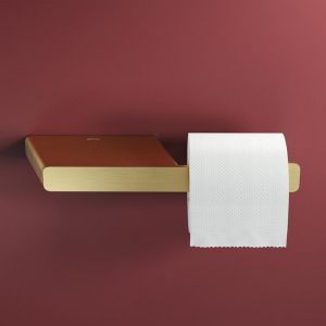 Geesa Shift Gold Brushed 919924-07 Toilettenpapierhalter ohne Klappe mit Ablag gebürstetem Gold